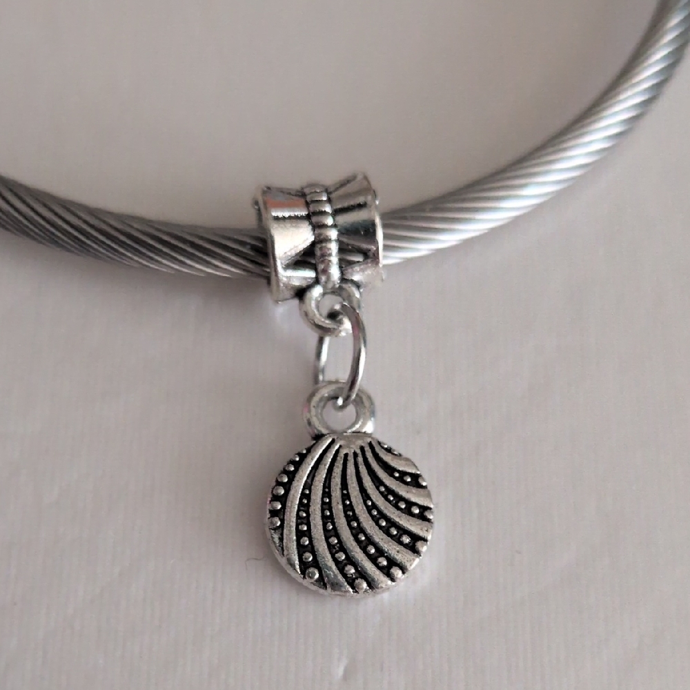 Silver Seashell Dangle Charm for Pandora Style Bracelet‎